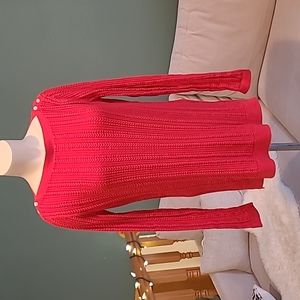 Lands' End Red Sweater Women's Size 10/12, boatneck, cable knit